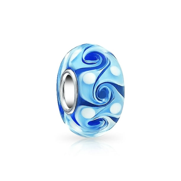 Blue Galaxy FOIL Murano Glass .925 European Euro Bead Charm 